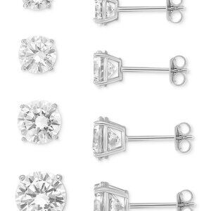 Giani Bernini 4-Pc CZ Stud Earrings Set Sterling Silver Valentine Gift Box